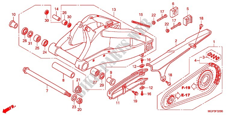 SWINGARM   CHAIN CASE for Honda CBR 1000 RR FIREBLADE BLANCHE 2014