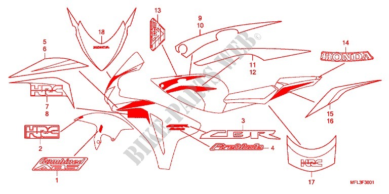 STICKERS (2) for Honda CBR 1000 RR ABS REPSOL 2009