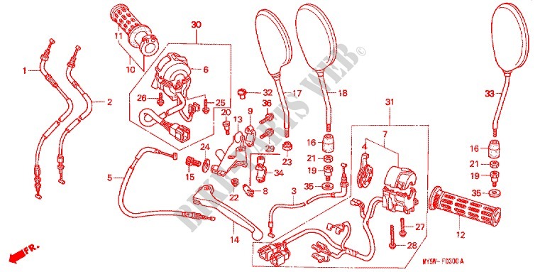LEVER   SWITCH   CABLE (2) for Honda CB 500 34HP 2000