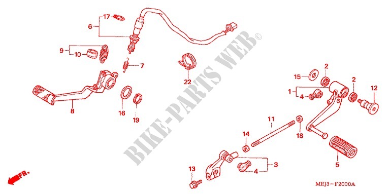 MAIN STAND   BRAKE PEDAL for Honda CB 1300 ABS, TETE DE FOURCHE 2005