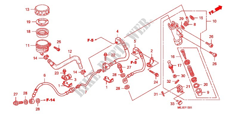 REAR BRAKE MASTER CYLINDER  (CB1300A/SA) for Honda CB 1300 ABS FAIRING 2007