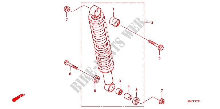 REAR SHOCK ABSORBER (2) for Honda FOURTRAX 420 RANCHER 4X4 Manual Shift RED 2010