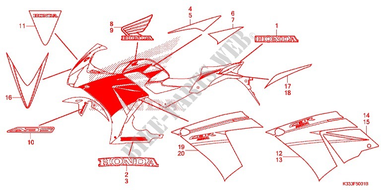 STICKERS (2) for Honda CBR 250 R ABS 2016