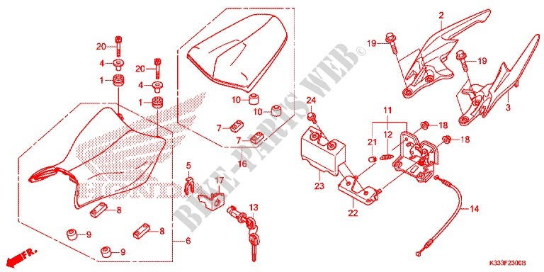 SINGLE SEAT (2) for Honda CBR 300 ABS HRC TRICOLOR 2016