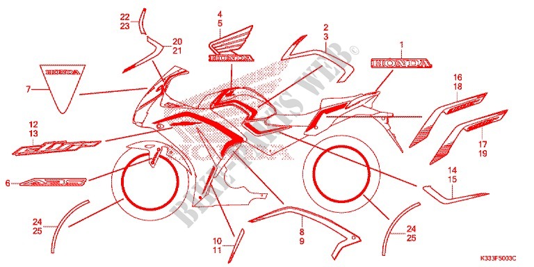 STICKERS (4) for Honda CBR 300 ABS 2016