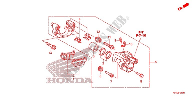 REAR BRAKE CALIPER for Honda SH 125 ABS D SPECIAL 3ED 2016