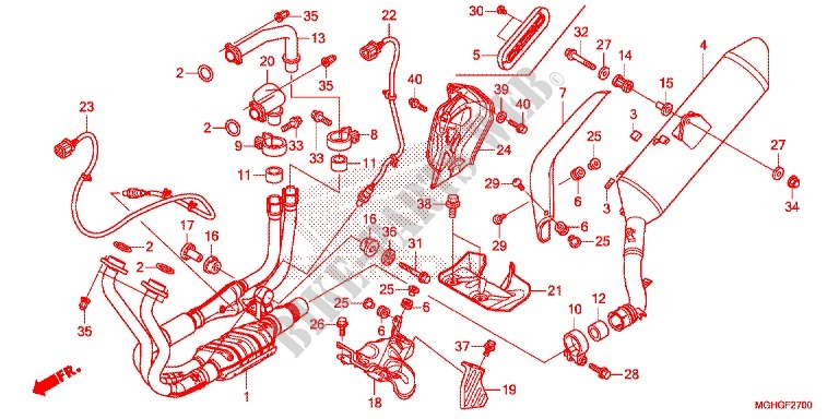EXHAUST MUFFLER (2) for Honda CROSSTOURER 1200 ABS RED 2016