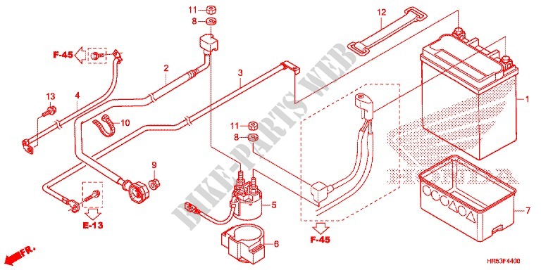 WIRE HARNESS/BATTERY for Honda FOURTRAX 500 FOREMAN RUBICON RED 2016
