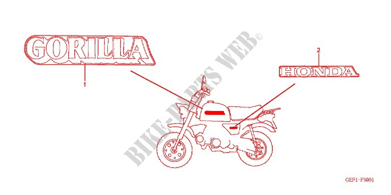 STICKERS (Z50J1/4/5) for Honda GORILLA 50 2004
