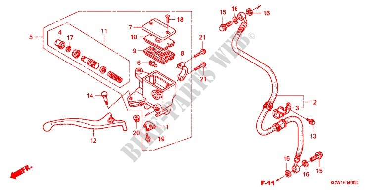 FRONT BRAKE MASTER CYLINDER (CHA125S,W,1) for Honda SPACY 125 2000
