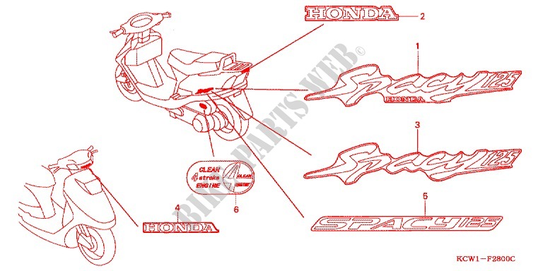 STICKERS for Honda SPACY 125 1999