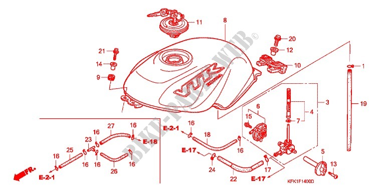 FUEL TANK for Honda VTR 250 Without speed warning light 1998