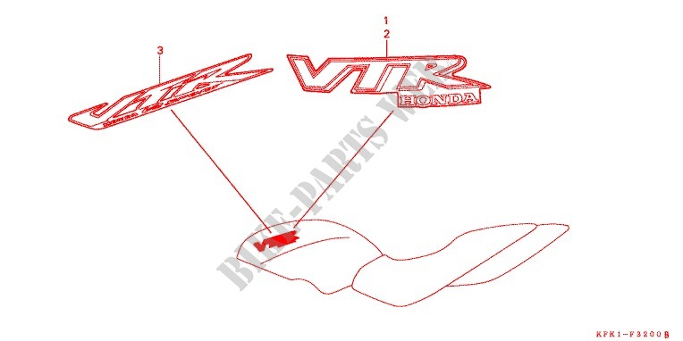 STICKERS (VTR250W,Y) for Honda VTR 250 Without speed warning light 1998