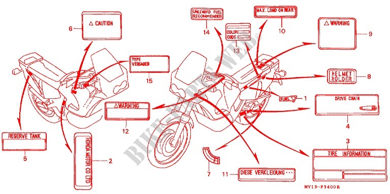 CAUTION LABEL (1) for Honda AFRICA TWIN 750 1993