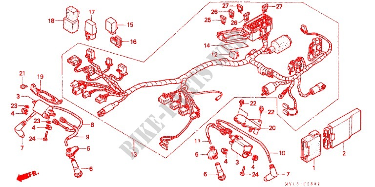 WIRE HARNESS   IGNITION COIL (2) for Honda AFRICA TWIN 750 1996