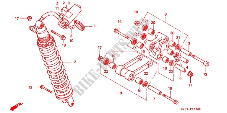 REAR SHOCK ABSORBER (2) for Honda AFRICA TWIN 750 1997