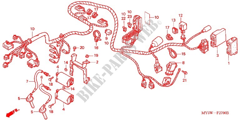 WIRE HARNESS/BATTERY for Honda CB 500 50HP 1998