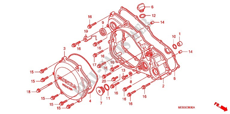 RIGHT CRANKCASE COVER for Honda CRF 450 R RED 2008