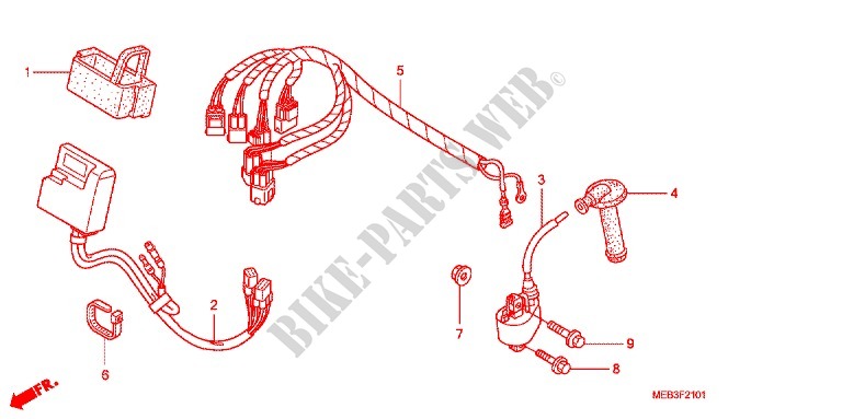 WIRE HARNESS (CRF450R8) for Honda CRF 450 R RED 2008