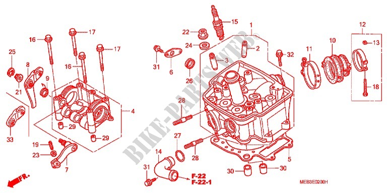 CYLINDER   HEAD for Honda CRF 450 R RED 2008