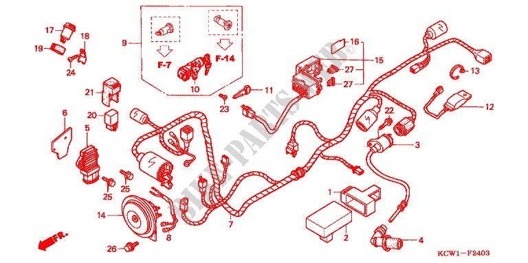 WIRE HARNESS (CHA1254,5,7) for Honda SPACY 125 2005