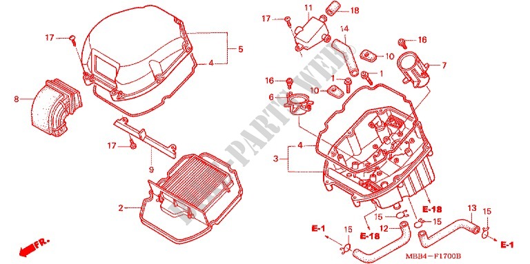 FRONT COVER   AIR CLEANER for Honda SUPER HAWK 996 2005