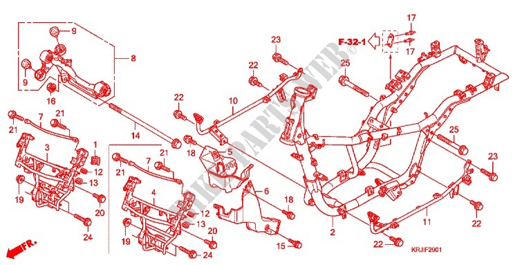 FRAME (FES1257/A7) (FES1507/A7) for Honda S WING 125 FES ABS 2007