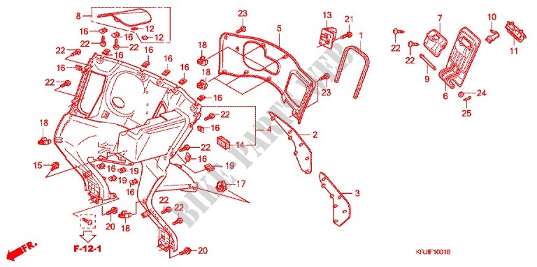 LEG SHIELD (FES1257/A7) (FES1507/A7) for Honda S WING 125 FES ABS 2007