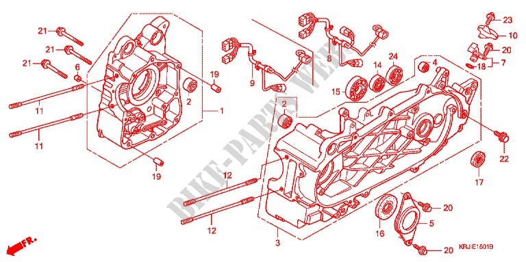 CRANKCASE (FES1257/A7) (FES1507/A7) for Honda S WING 125 FES ABS 2008