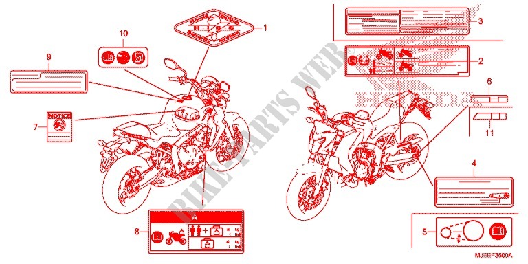 CAUTION LABEL (1) for Honda CB 650 F ABS 2016