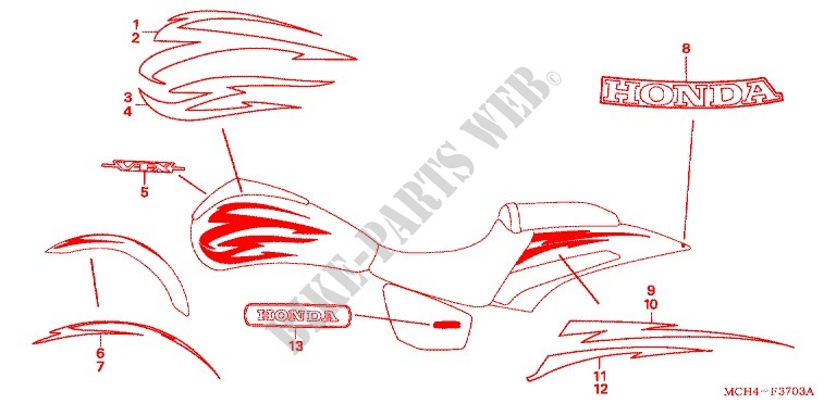 STICKERS for Honda VTX 1800 F Specification 2 2006