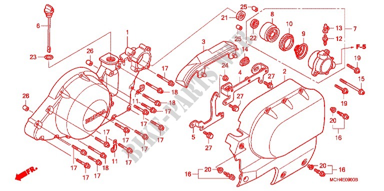LEFT CRANKCASE COVER   ALTERNATOR (2) for Honda VTX 1800 F Specification 3 2006
