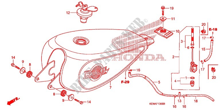 Honda MR 250 SL 350 joint plat robinet d'essence Compression joint rainure Seal fuel tank