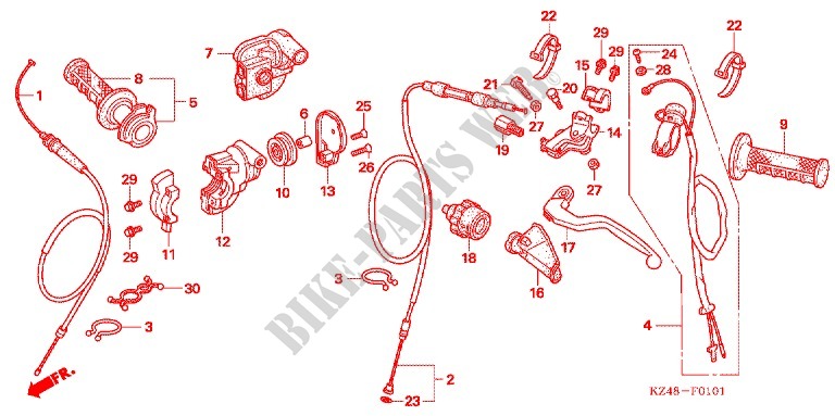 LEVER   SWITCH   CABLE ('04 '07) for Honda CR 125 R 2007