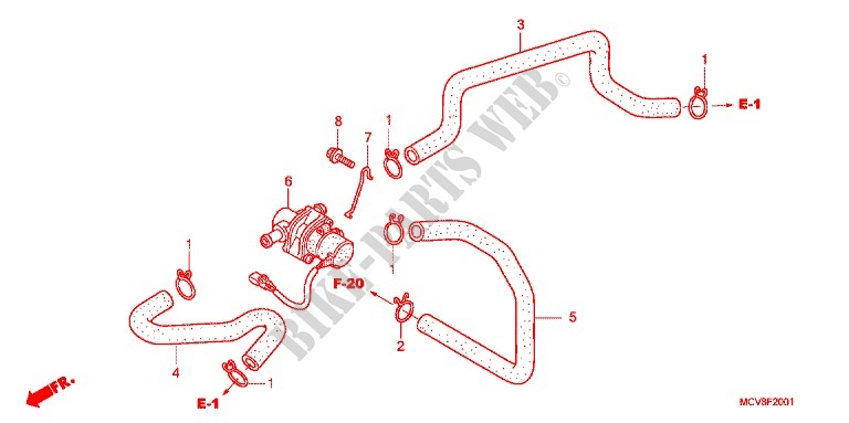 AIR INJECTION CONTROL VALVE for Honda VTX 1800 N Black crankcase, Chromed radiators covers 2007