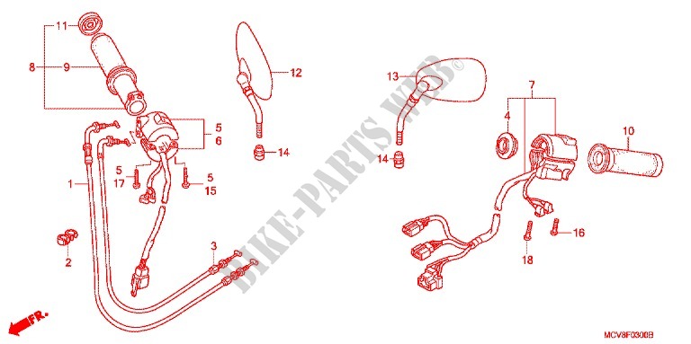 HANDLE SWITCH   CABLE   GRIP for Honda VTX 1800 R Specification 3 2007
