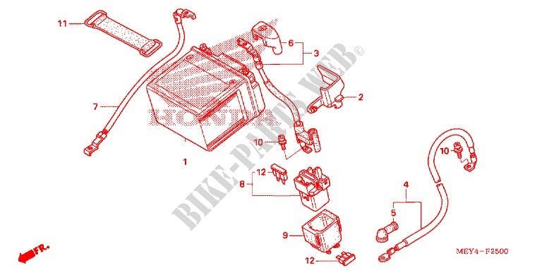 WIRE HARNESS/BATTERY for Honda CRF 450 X 2005