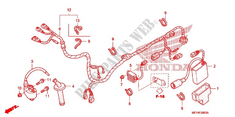 WIRE HARNESS/BATTERY for Honda CRF 450 X 2005