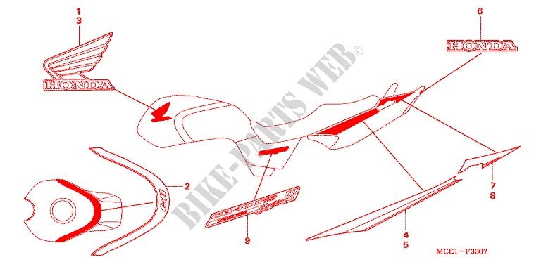 STICKERS (CB400 7J) for Honda CB 400 SUPER FOUR SOLID COLOR 2005