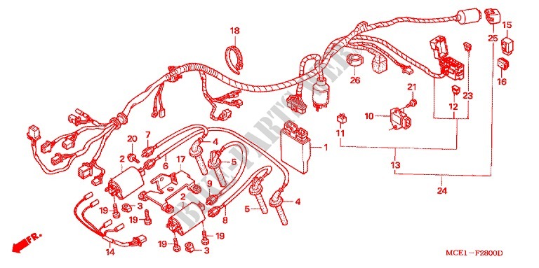 WIRE HARNESS/BATTERY for Honda CB 400 SUPER FOUR SOLID COLOR 2005