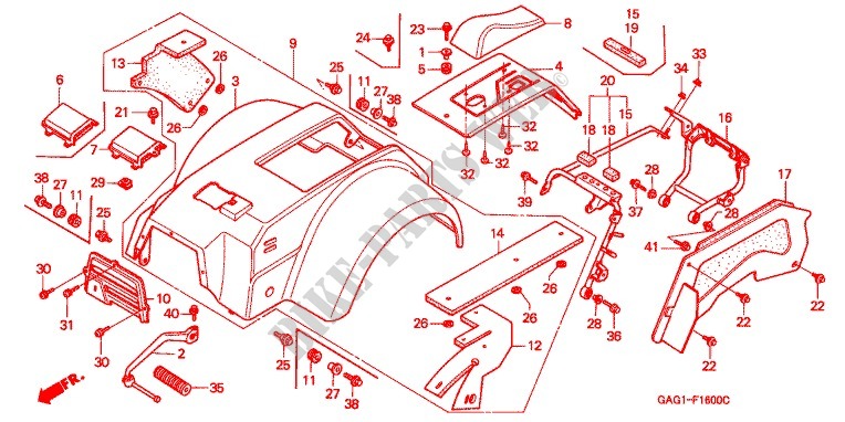 REAR FENDER (TC50M/P/V) for Honda 50 GYRO CANOPY DECK TYPE 1990