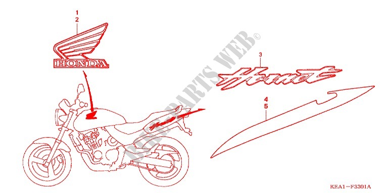 STICKERS (CB250F3/6/7) for Honda CB 250 HORNET DELUXE 2006