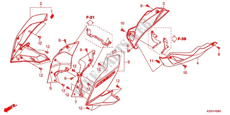 RADIATOR SIDE PANELS   BELLY PAN for Honda CB 250 F ABS 2016