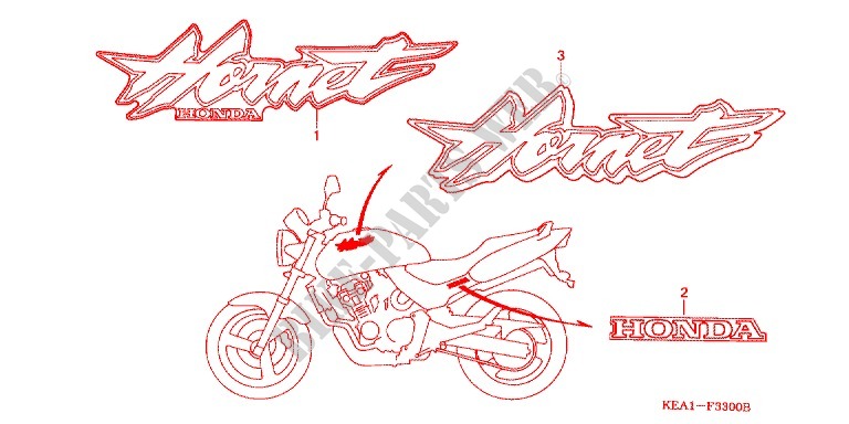 STICKERS (CB250FT/V/X/Y/1) for Honda CB 250 HORNET WHITE 1996