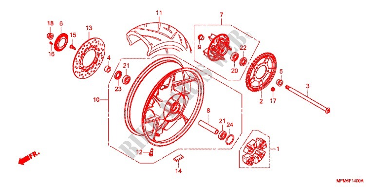 REAR WHEEL for Honda CB 400 SUPER BOL D\'OR ABS REVO WHITE 2014