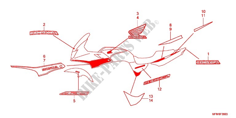STICKERS (CB400S/SA/SAD) (2) for Honda CB 400 SUPER BOL D\'OR ABS REVO WHITE 2014