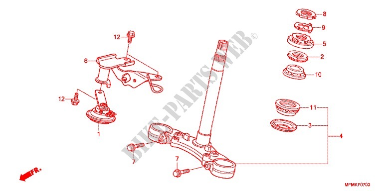 STEERING STEM for Honda CB 400 SUPER BOL D\'OR Half cowl attachment two-tone main color 2012