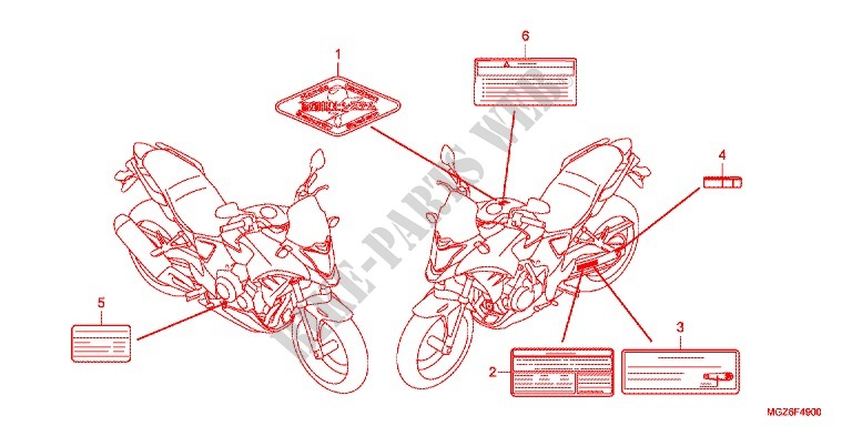 CAUTION LABEL (1) for Honda CB 400 X ABS 2013