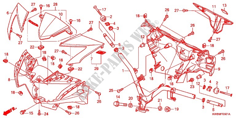 HANDLEBAR (2) for Honda WAVE DASH 110, single front brake disk 2016