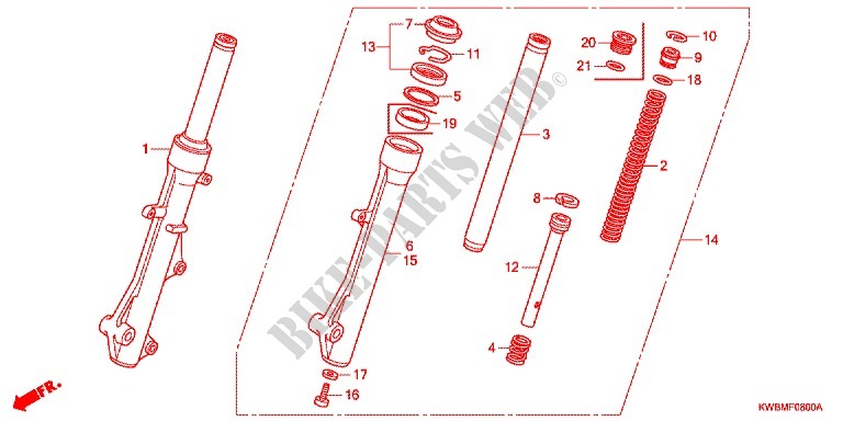 FRONT FORK for Honda WAVE DASH 110 R, REPSOL EDITION 2013